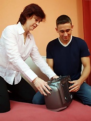 Nasty old ho takes a fat one up her unshaven slit